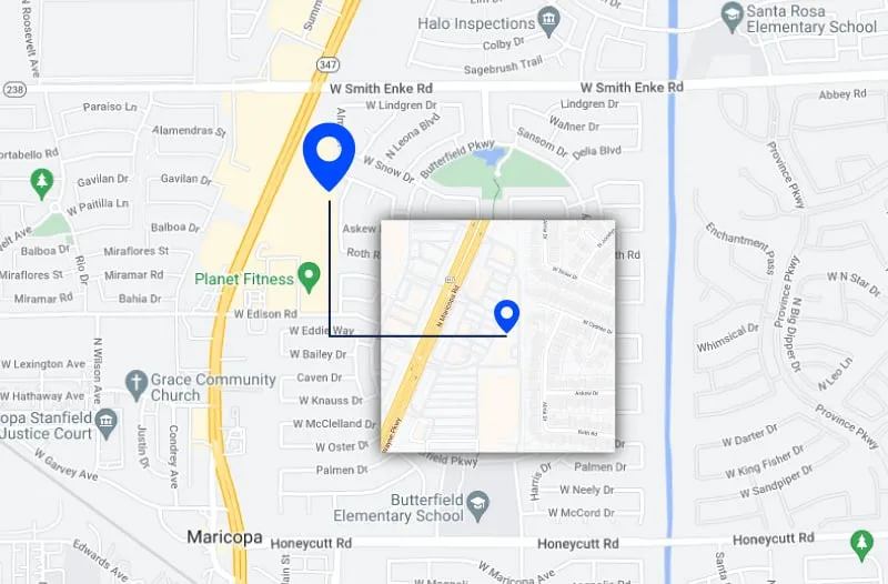 Map of ACP Painting custom home painting service area in Chandler, AZ