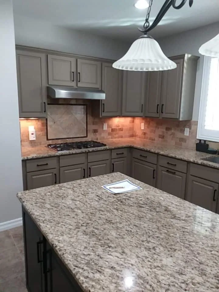 khaki painted kitchen cabinets