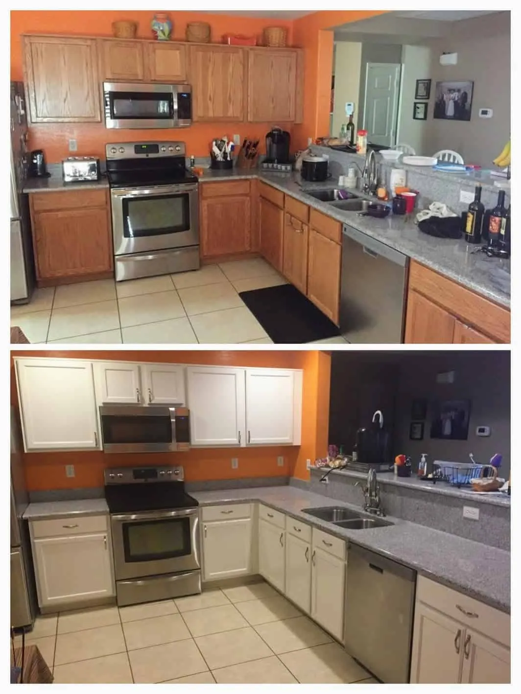 before and after kitchen cabinet painting