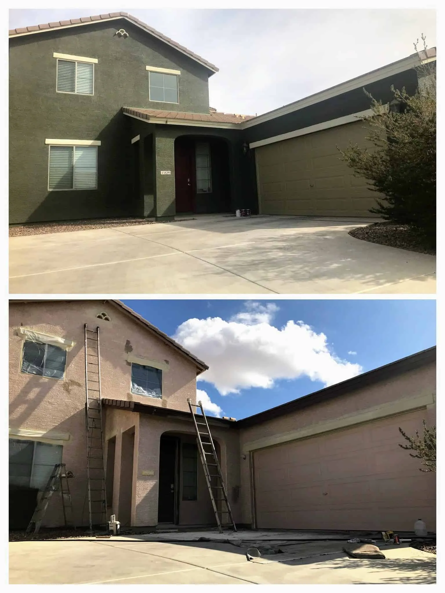 Commercial painting project before and after collage by ACP Painting