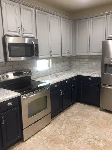 light and dark kitchen cabinet contrast