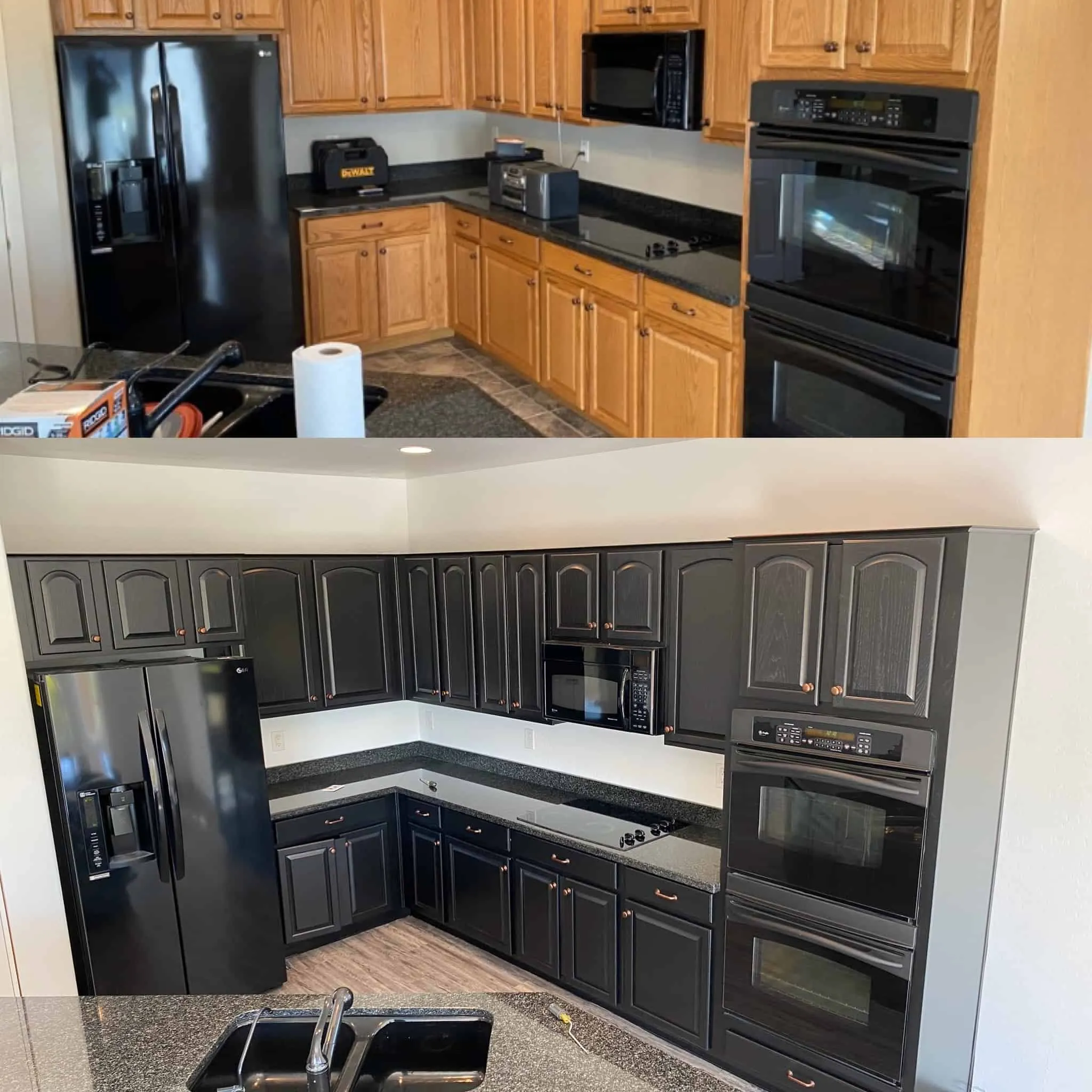 before and after kitchen cabinet painting