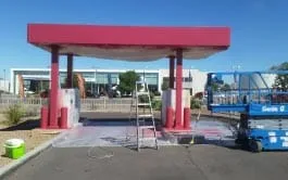Commercial painting services on a gas station