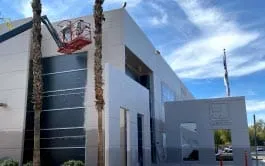 Commercial painting services on a building exterior